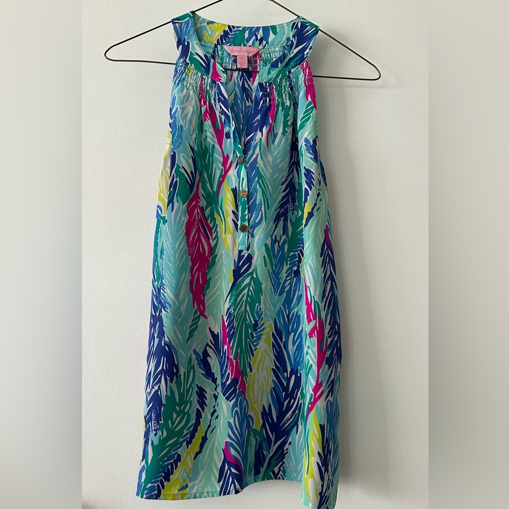 Lilly Pulitzer Bailey Sleeveless Silk Top In Multi Light As A Feather Size XS